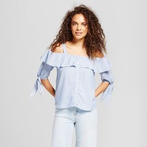 Off-the-Shoulder Striped Blouse